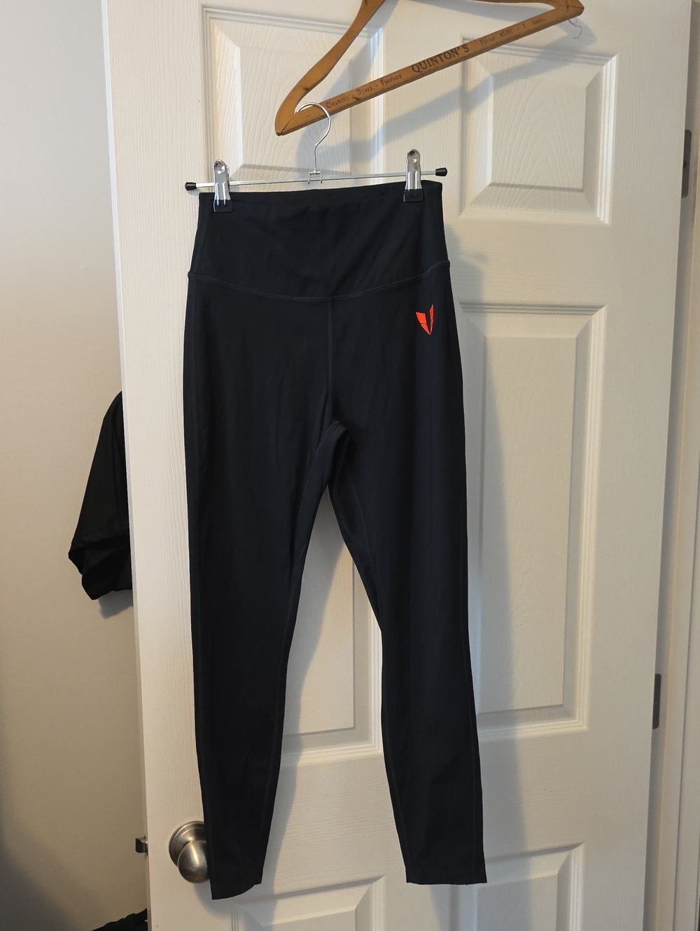 Black High-Rise Leggings with Orange Accent
